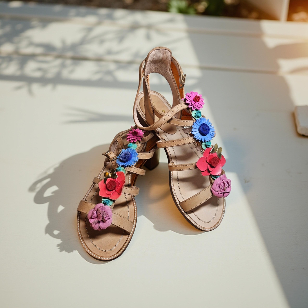 Customer Return Size 7 Kate Spade Sadie  Multicolor Leather Floral Sandals